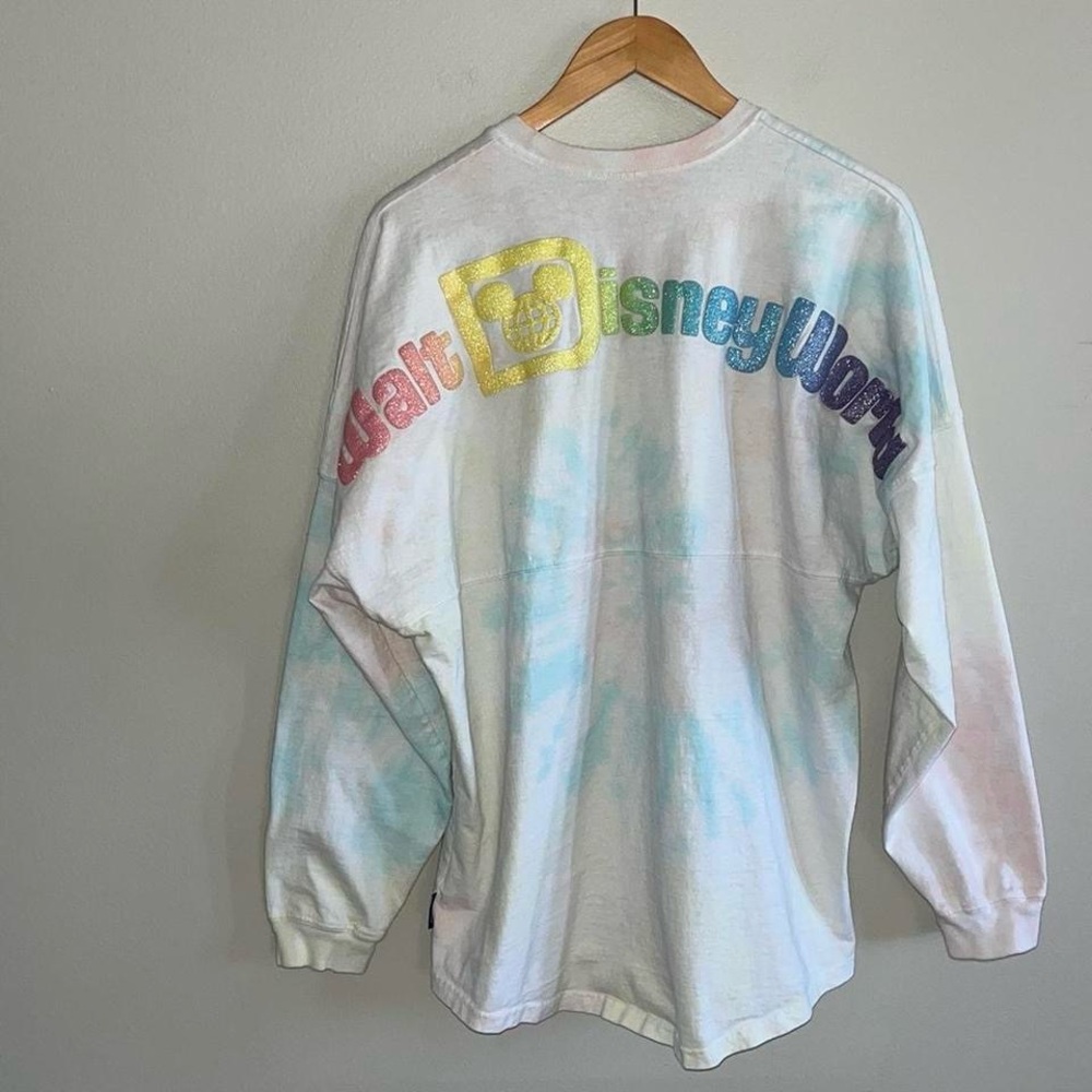 Walt Disney World Sparkly Rainbow Tie-dye Long Sleeve Spirit Jersey